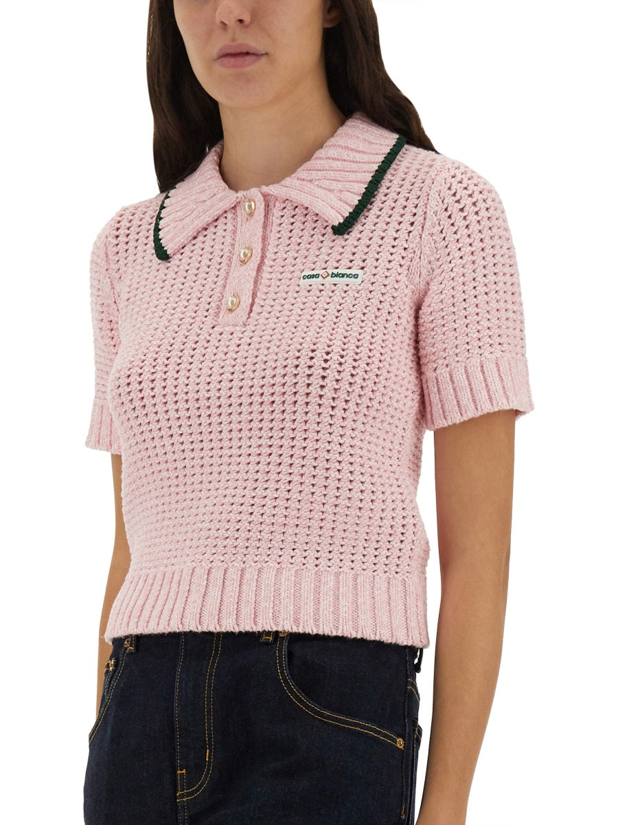 CASABLANCA Cropped Fit Cotton Polo Shirt