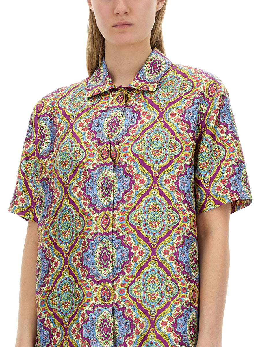 ETRO Regular Fit Printed Silk Shirt - Size 40 IT