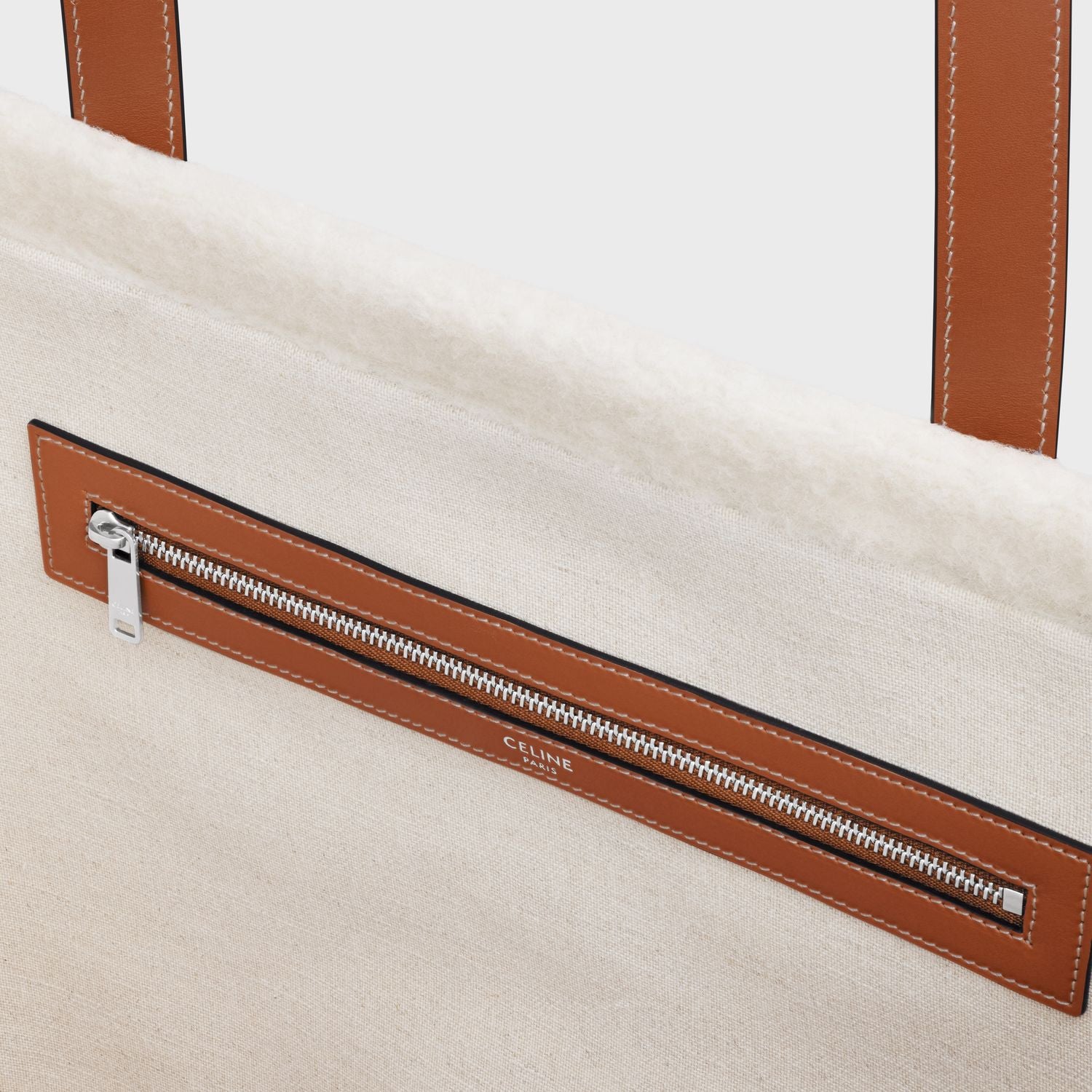 CELINE Grande Faux Fur Basket Tote Handbag