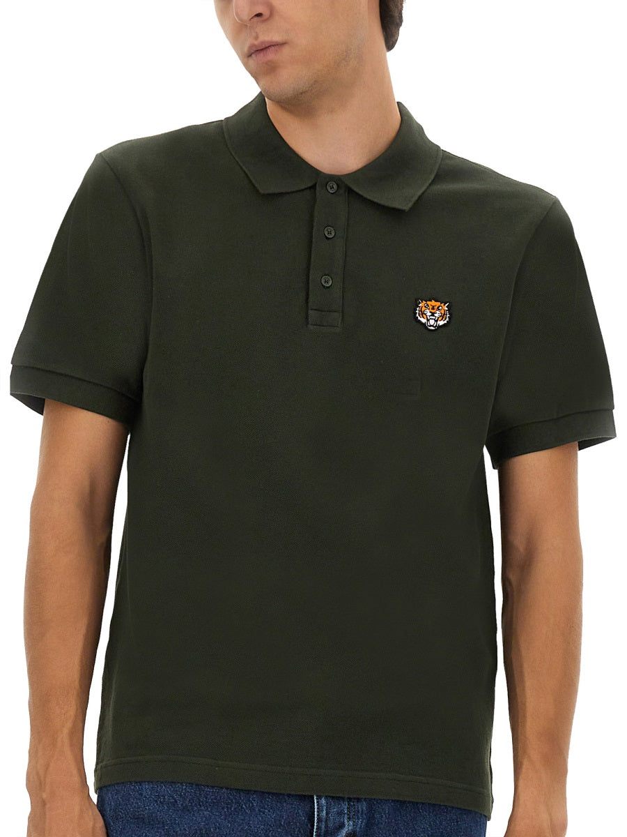 KENZO Men's Polo Shirt with Happy Tiger Embroidery - Size L