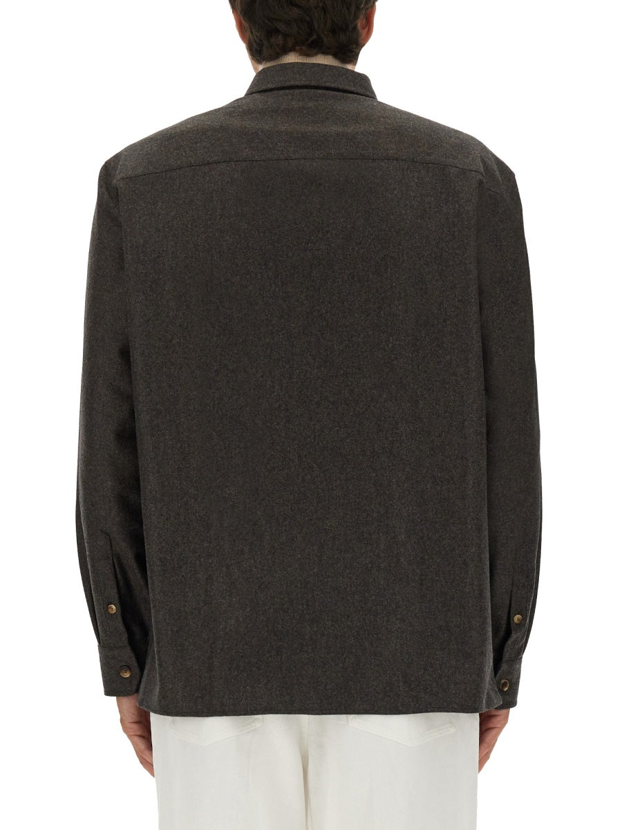 BRUNELLO CUCINELLI Virgin Wool Flannel Overshirt XXL