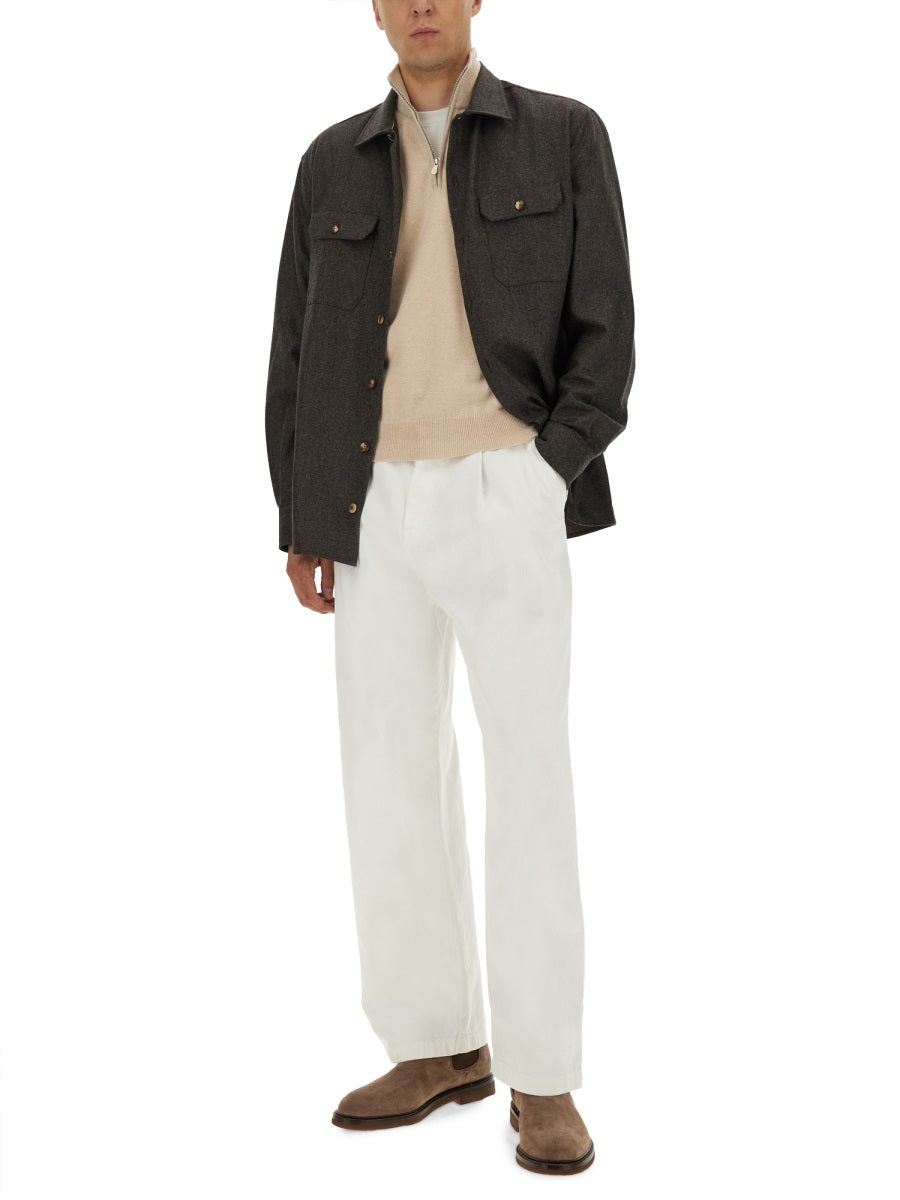 BRUNELLO CUCINELLI Virgin Wool Flannel Overshirt XXL