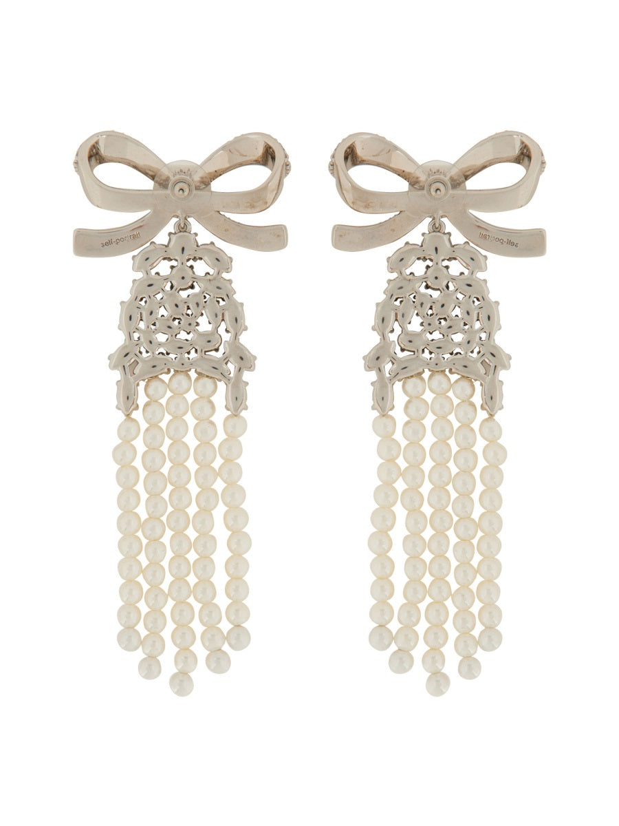 SELF-PORTRAIT Drop Earrings with Bow