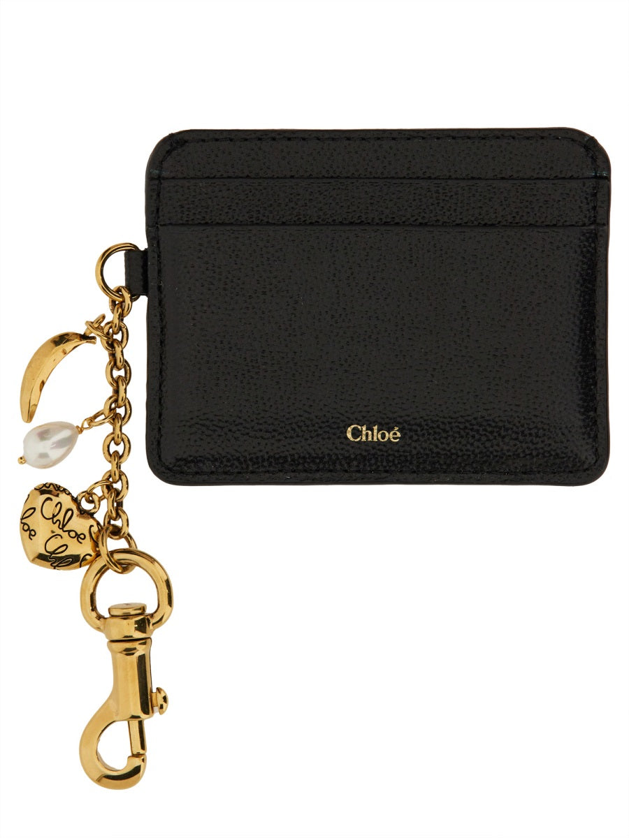 CHLOÉ Garnet Leather Mini Card Holder