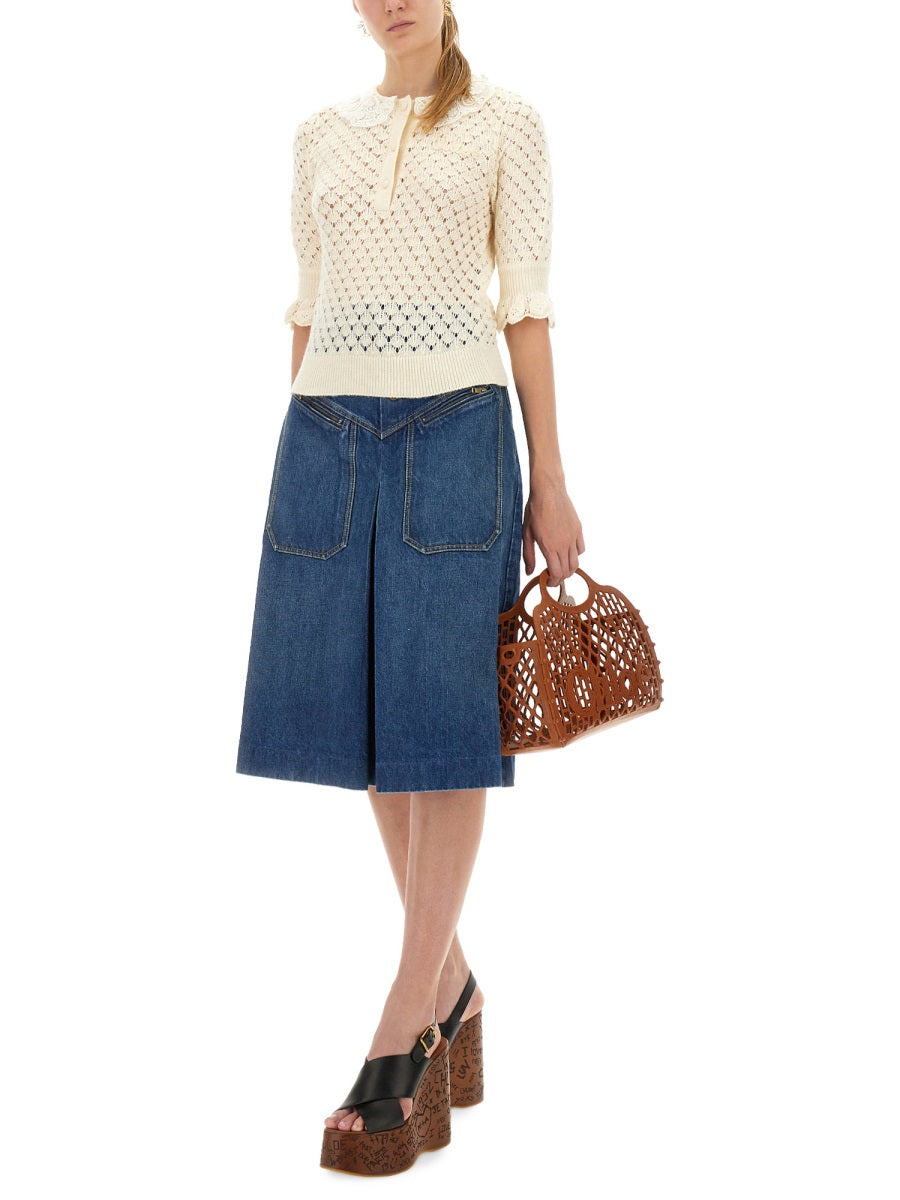 CHLOÉ Women's Cotton Crochet Sweater - Size S