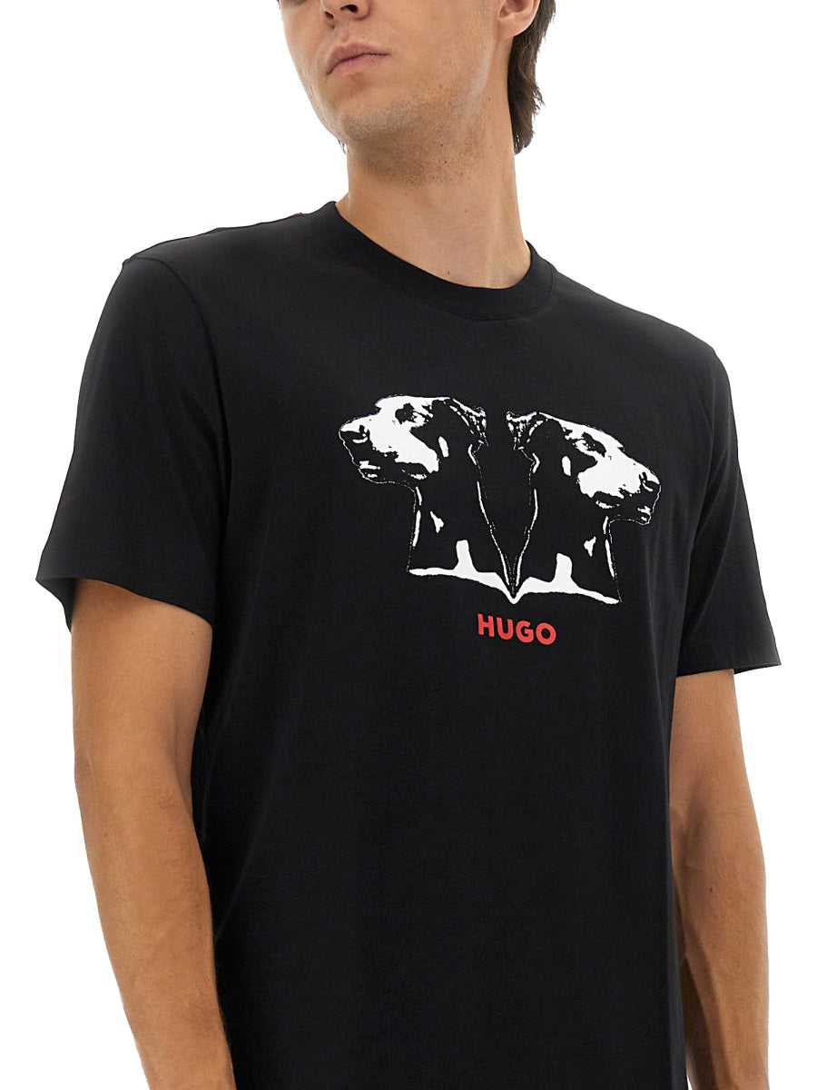 HUGO Men's Doberman Print T-Shirt - Size L