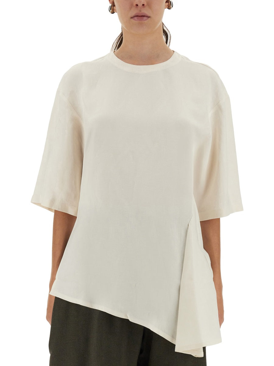STUDIO NICHOLSON Asymmetrical Vichy T-Shirt - Size 8 UK