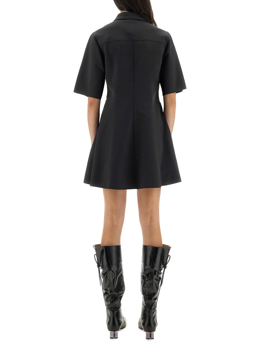 GANNI Chic Mini Dress with Scalloped Buttons