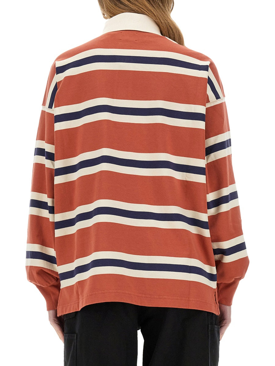 AUTRY Oversized Striped Rugby Polo Shirt
