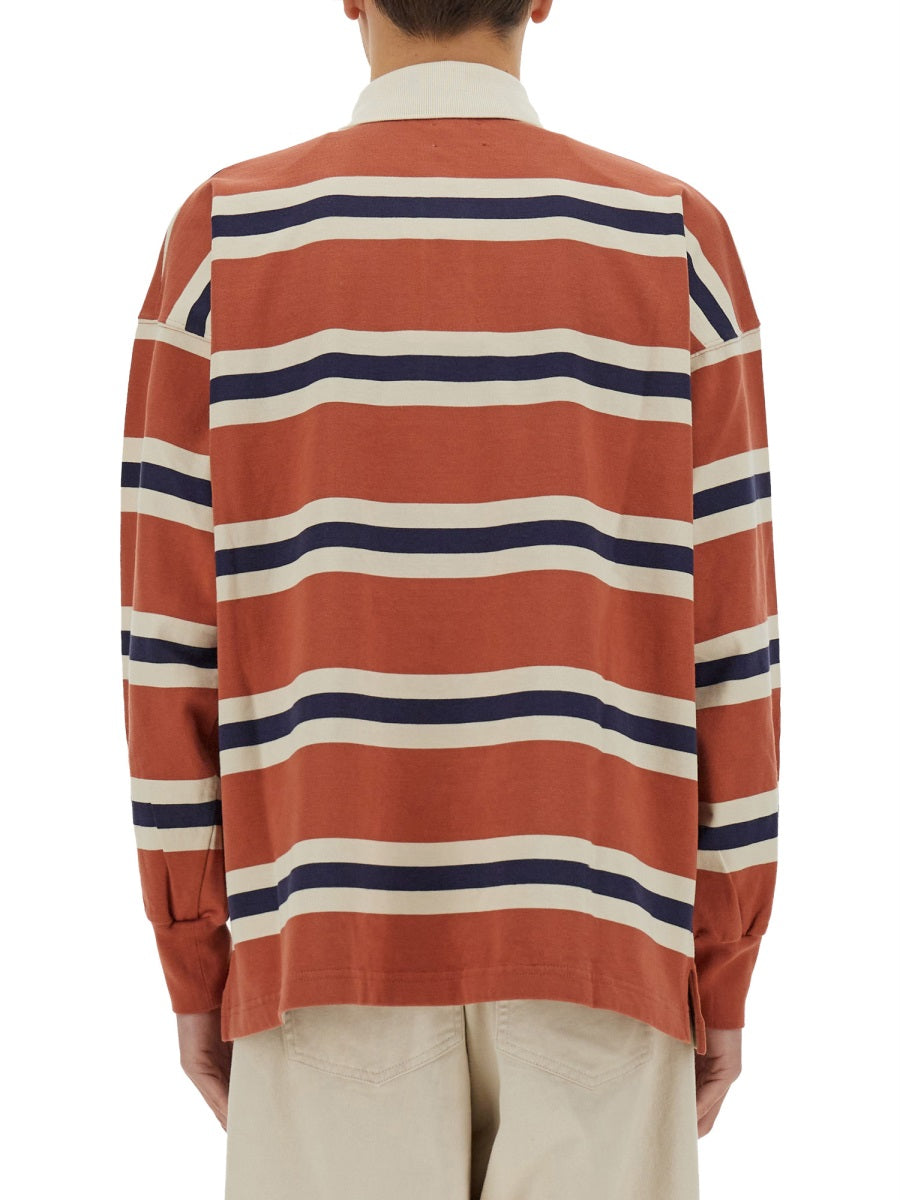AUTRY Oversized Striped Rugby Polo Shirt