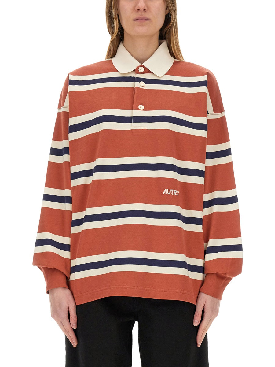 AUTRY Oversized Striped Rugby Polo Shirt