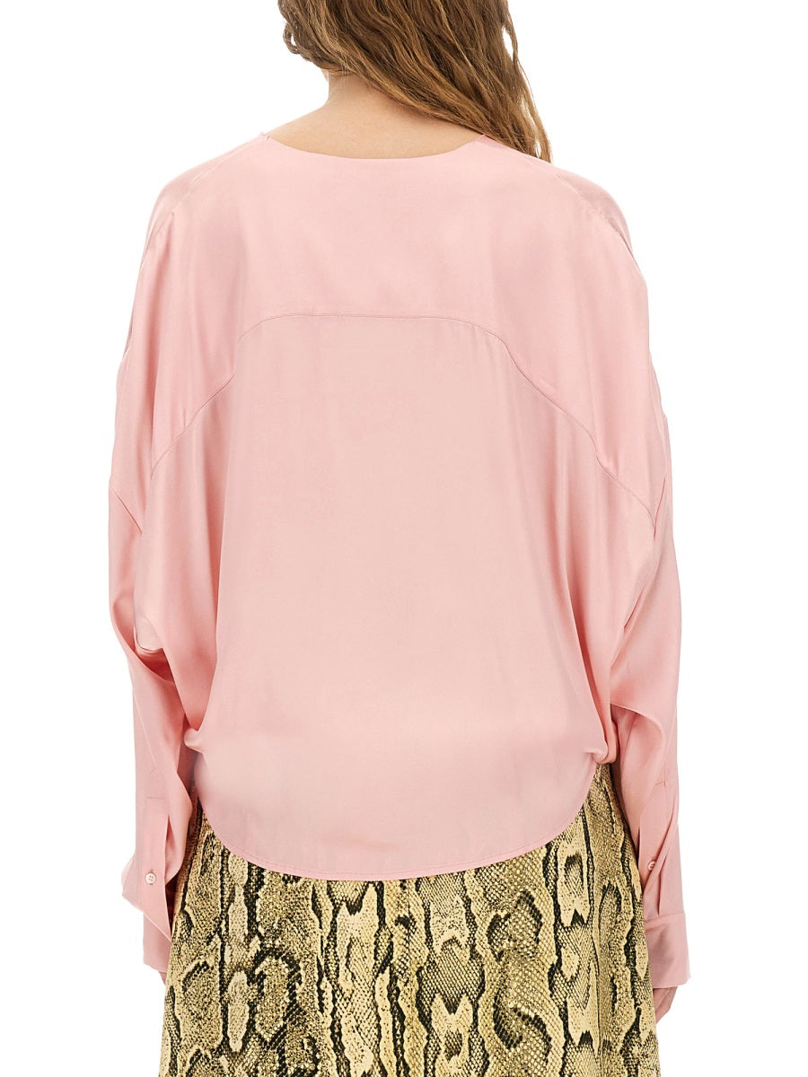 DRIES VAN NOTEN Draped Silk Top Women's Size S