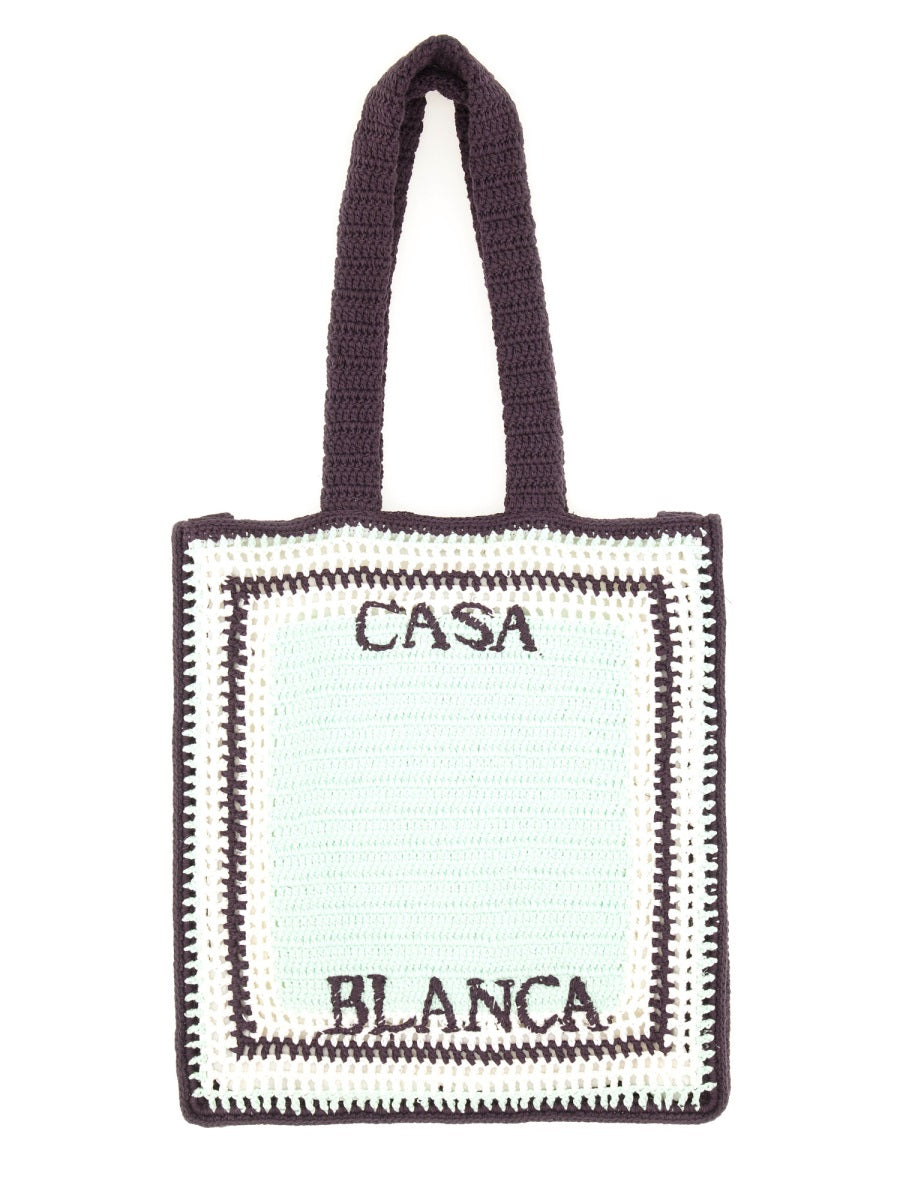 CASABLANCA Crochet Handbag with Logo - Mini Design