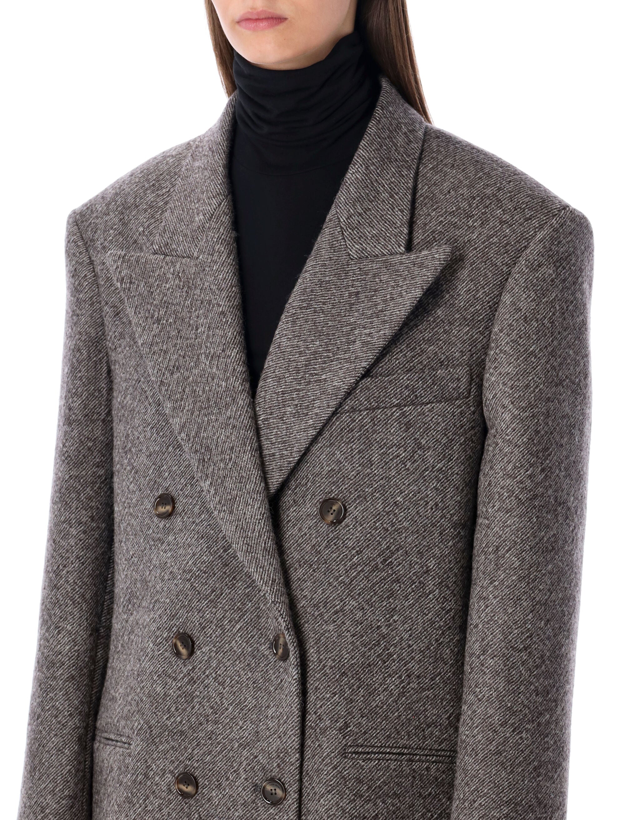 MAGDA BUTRYM Chevron Wool Double-Breasted Jacket - Size 36