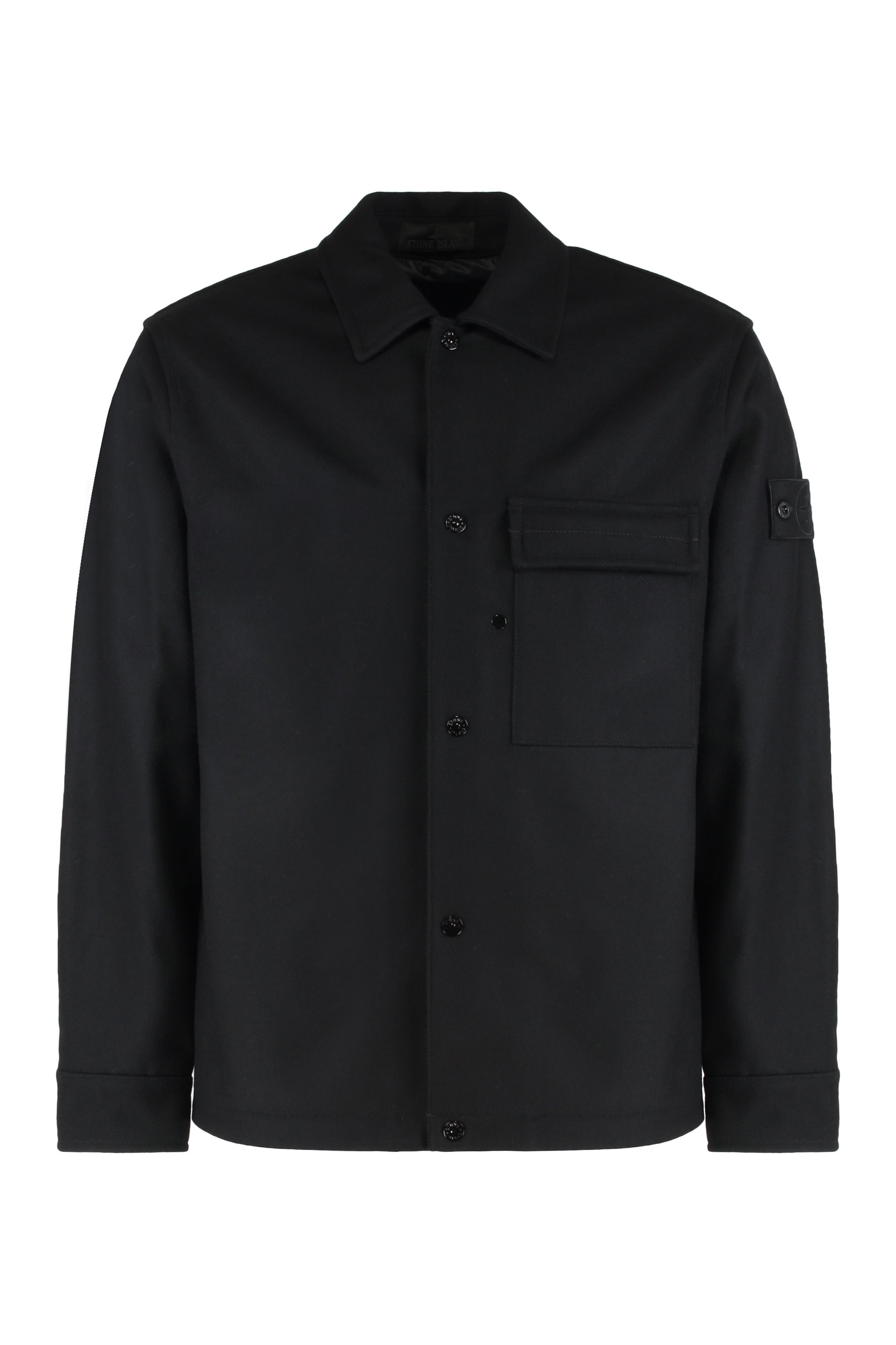 STONE ISLAND Brushed Wool Flannel Overshirt