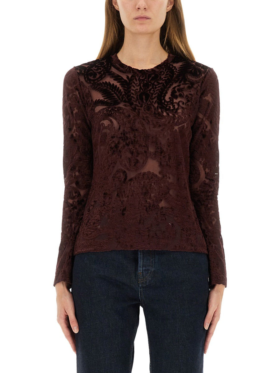 ETRO Slim Fit Velvet Top for Women - Size S