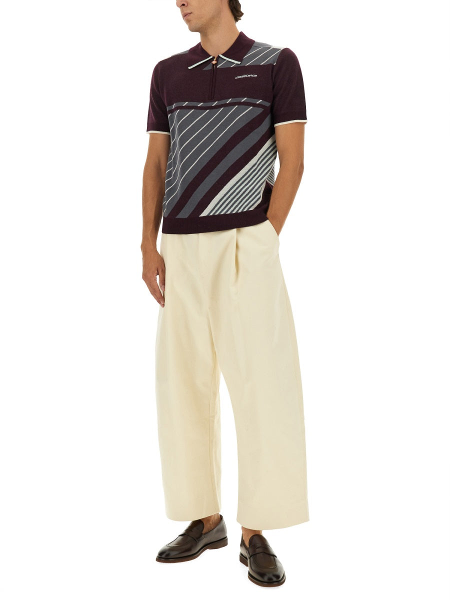 CASABLANCA Diagonal Tennis Polo Shirt - Size L