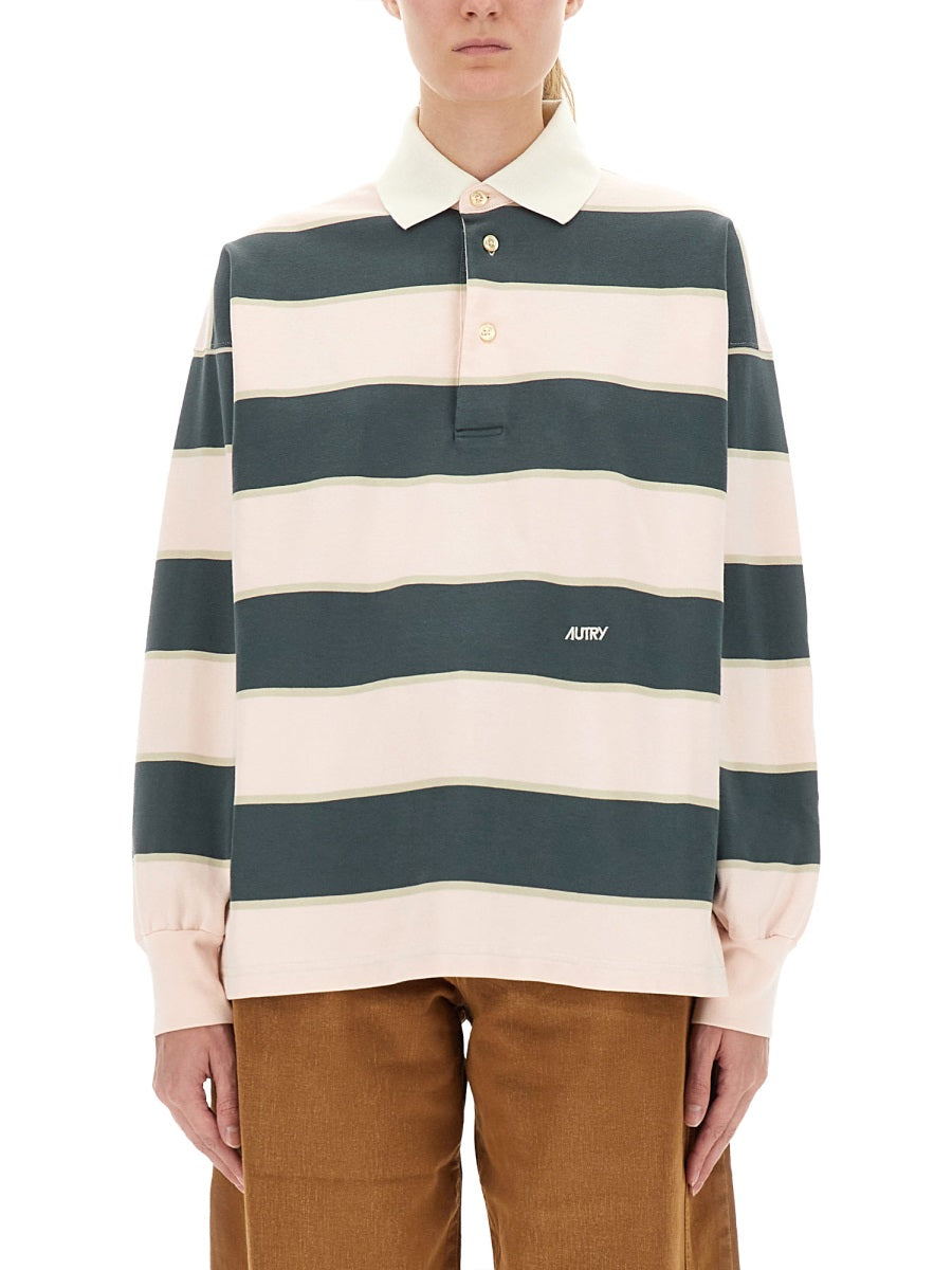 AUTRY Striped Polo Shirt - Size S