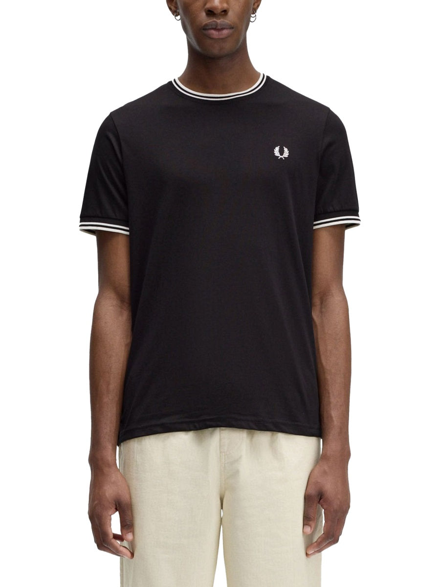 FRED PERRY Double Stripe T-Shirt - Size L