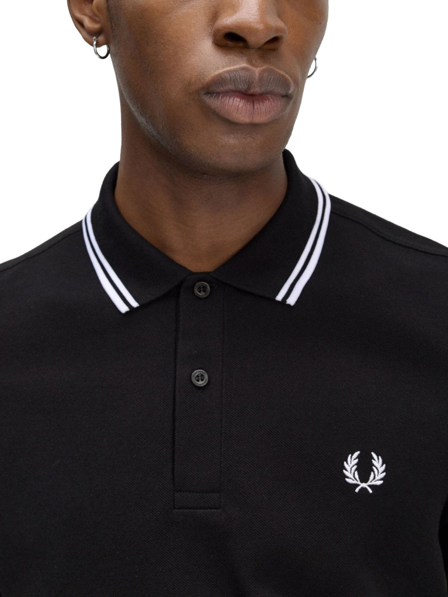 FRED PERRY Double Line Polo Shirt - Size L