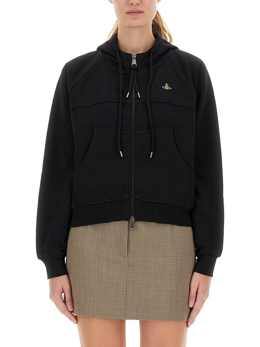 VIVIENNE WESTWOOD Zip-Up Hoodie with Cappuccino Style