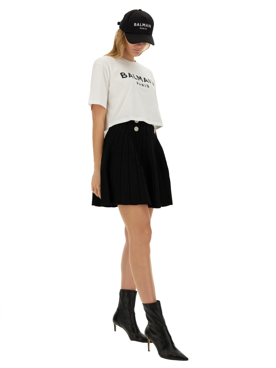BALMAIN Cropped Logo T-Shirt