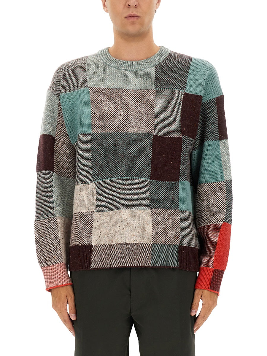 PS BY PAUL SMITH Patchwork Knitting Sweater - Men's Large