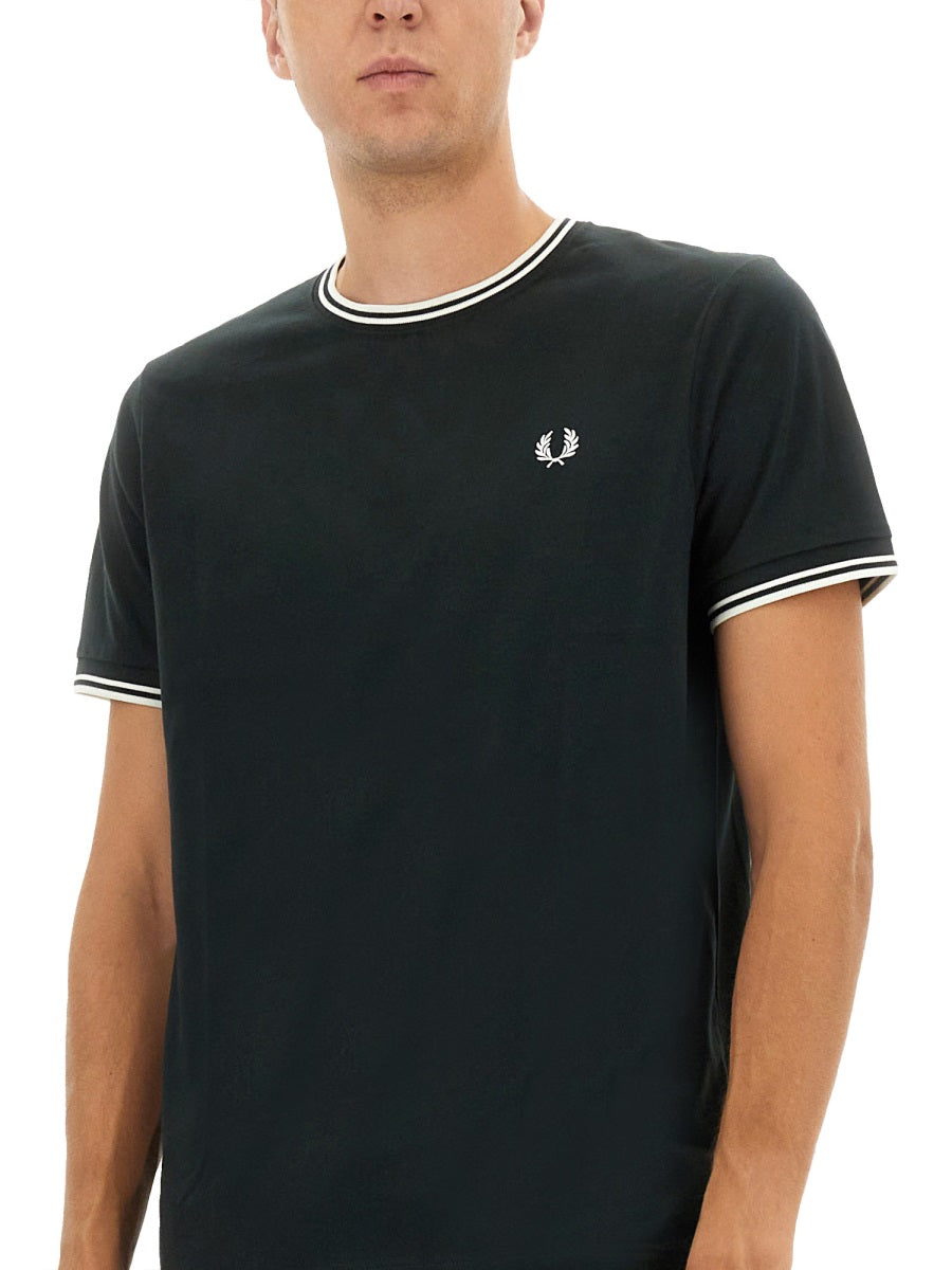 FRED PERRY Double Stripe T-Shirt - Size L