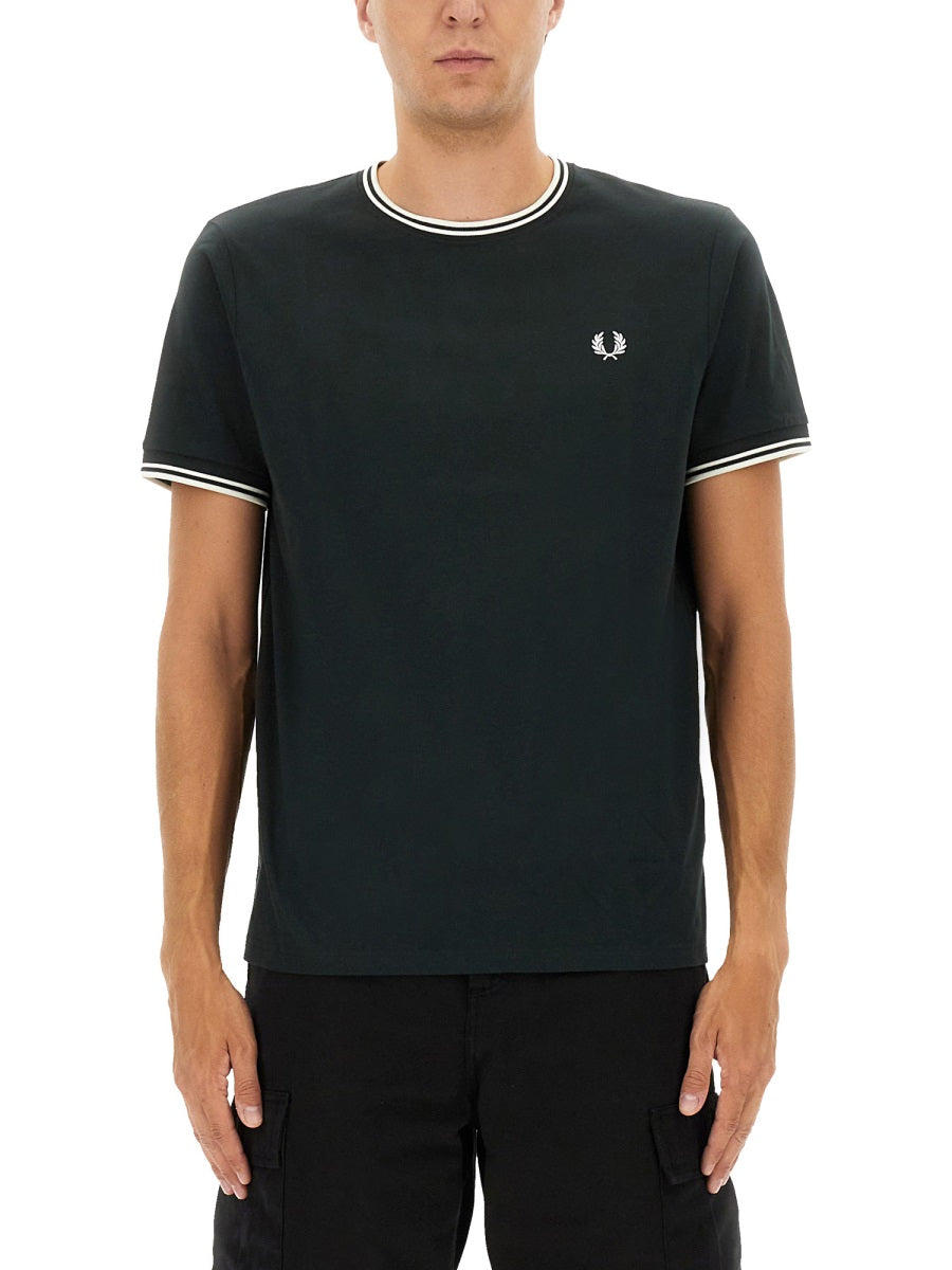 FRED PERRY Double Stripe T-Shirt - Size L