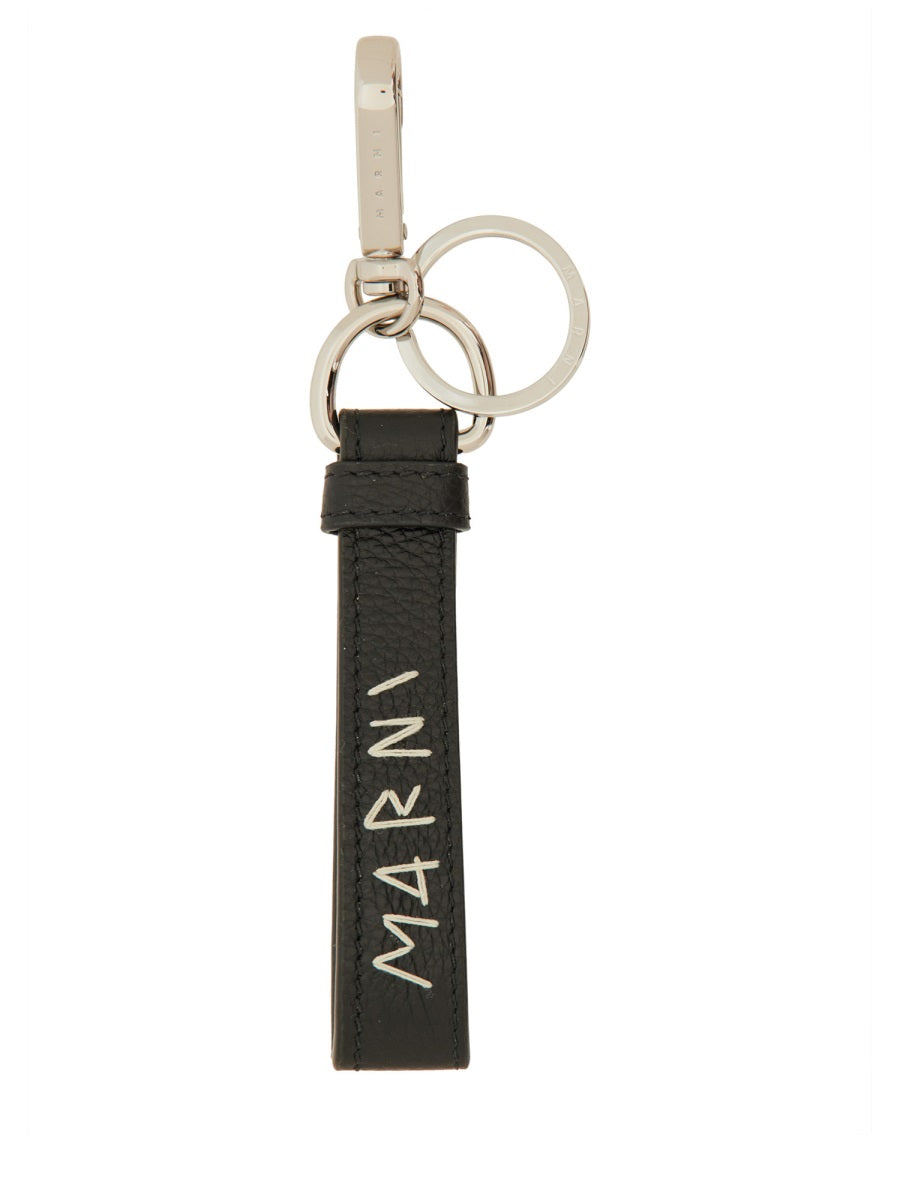 MARNI Mending Embroidered Leather Keychain