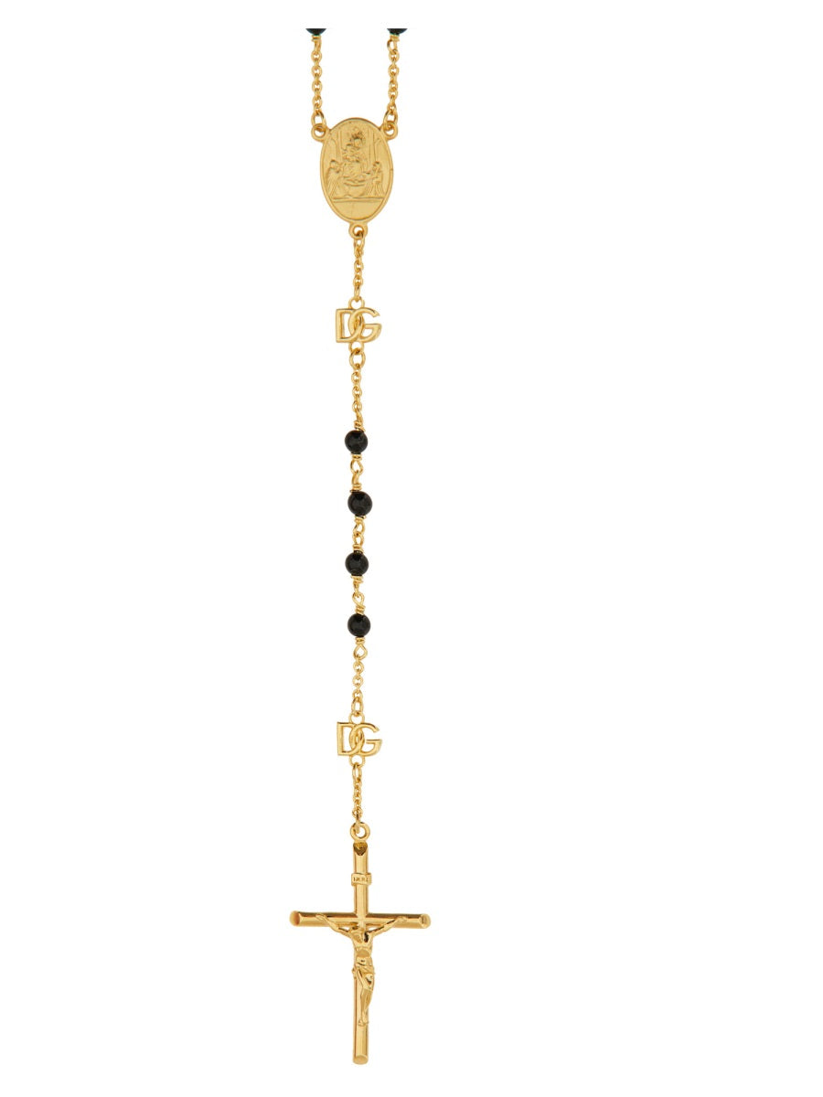 DOLCE & GABBANA Elegant Mini Natural Stone and Brass Necklace