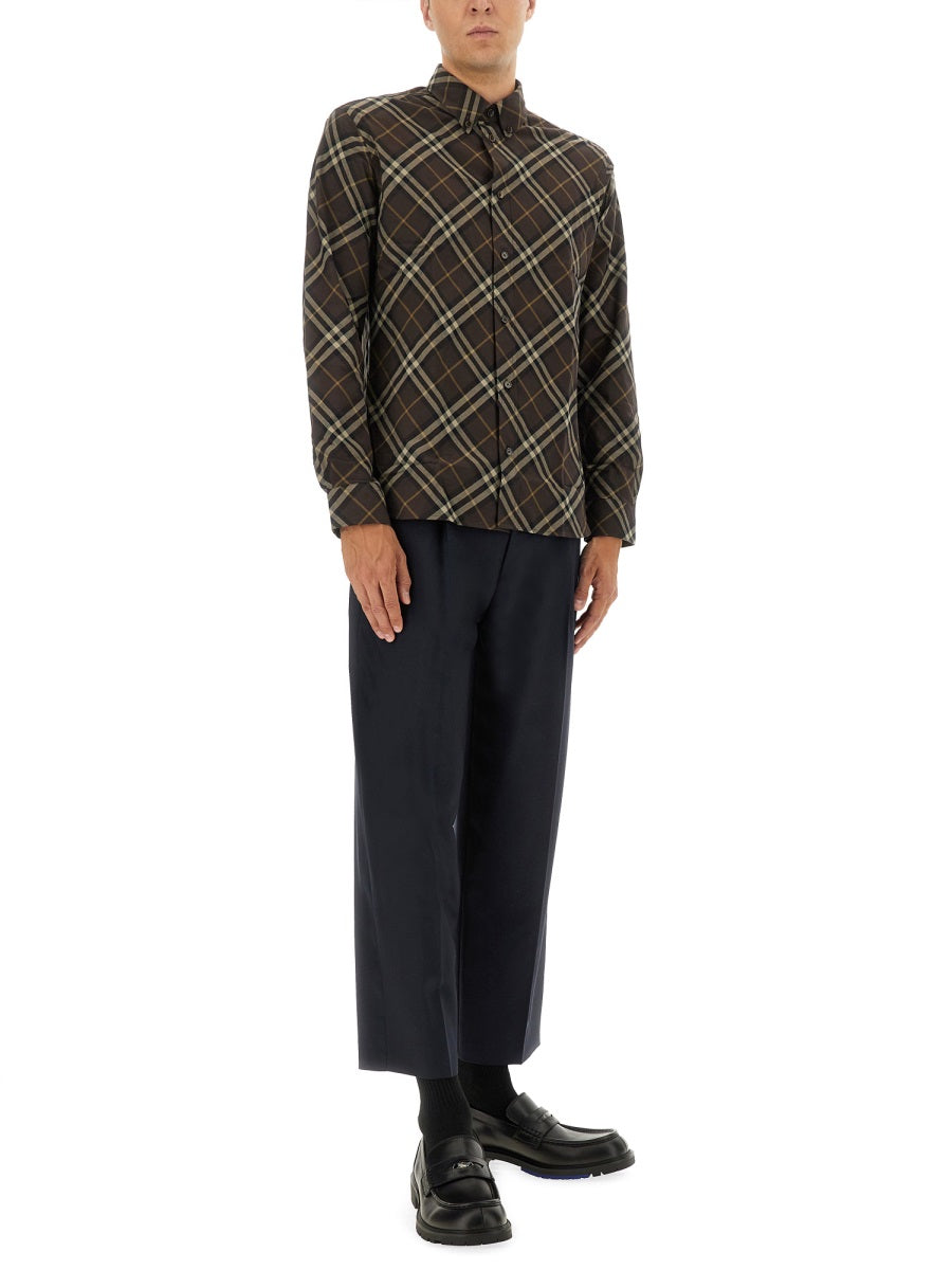 BURBERRY Men's Cotton Flannel Check Shirt - Size L