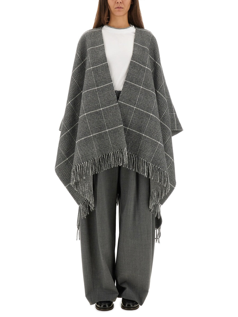 BRUNELLO CUCINELLI Wool Poncho with Bangs - One Size Fits All