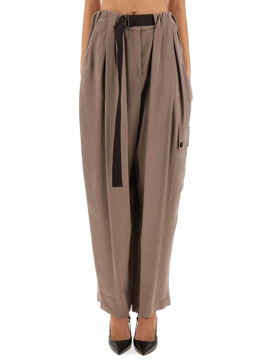 ALYSI Wide Leg Cargo Pants with Ruffled Effect - Women's Size 40