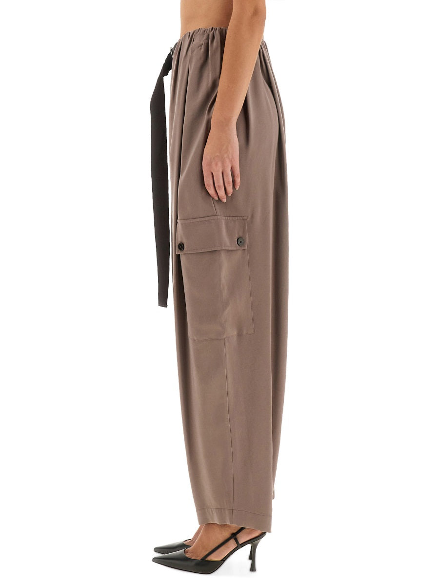 ALYSI Wide Leg Cargo Pants with Ruffled Effect - Women's Size 40