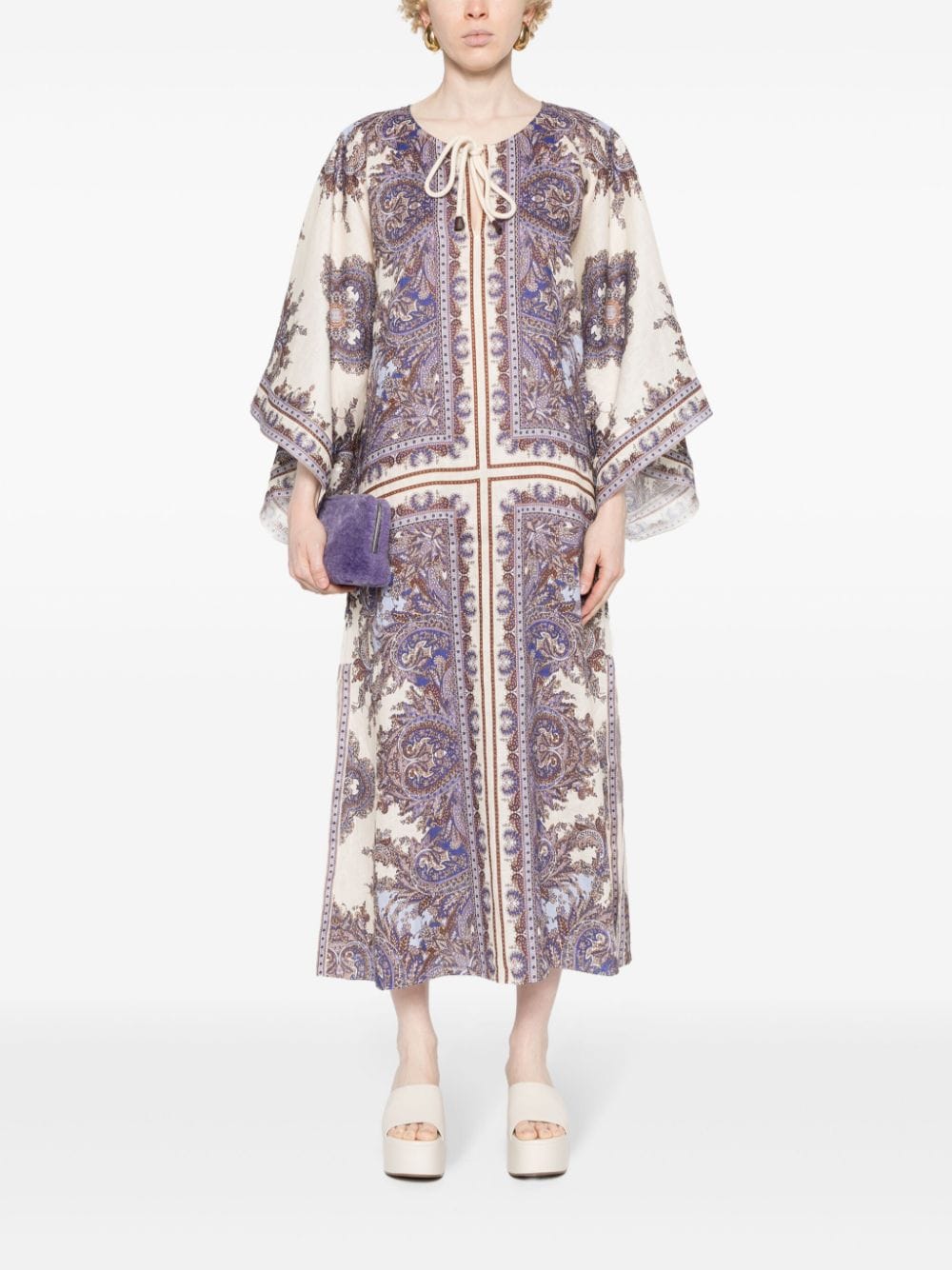 ZIMMERMANN Paisley Print Linen Midi Dress