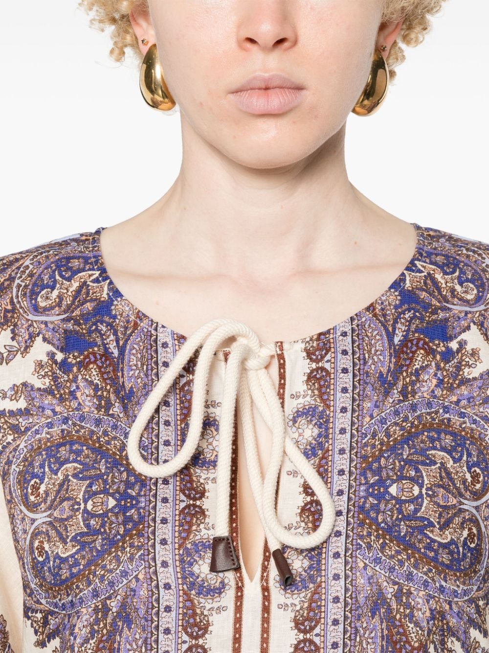 ZIMMERMANN Paisley Print Linen Midi Dress