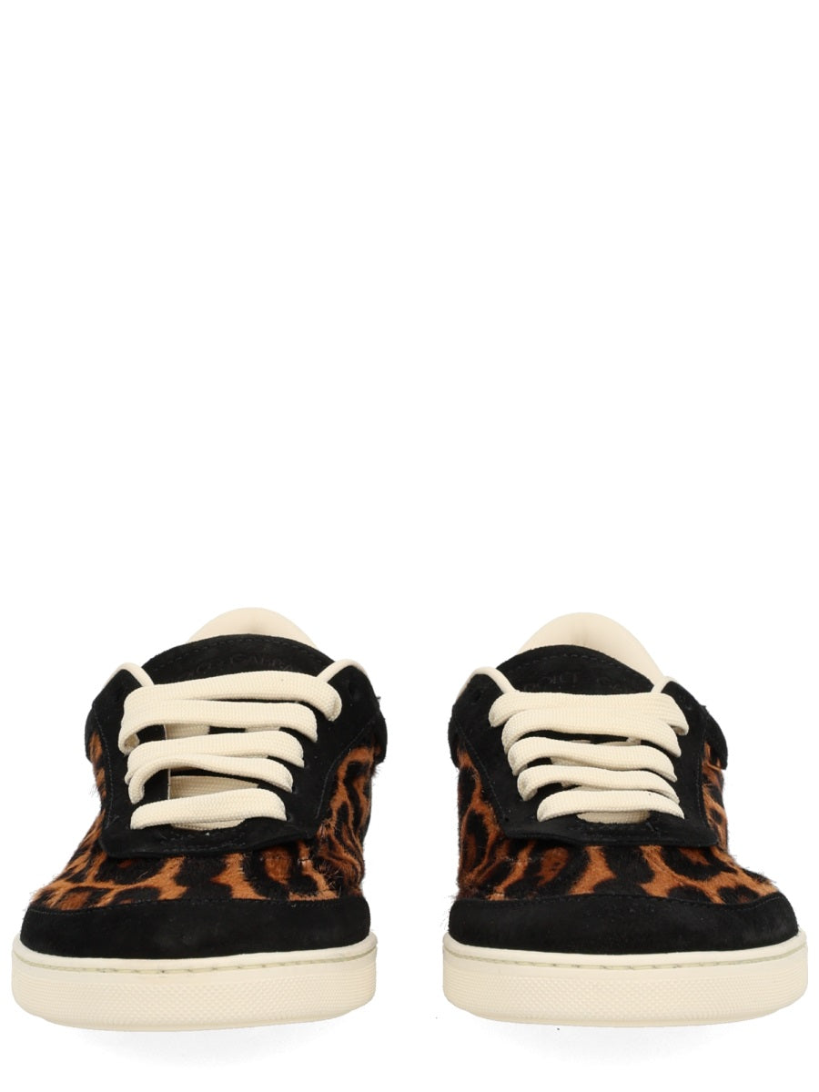 DOLCE & GABBANA Stylish Animal Print Leather Sneakers for Women