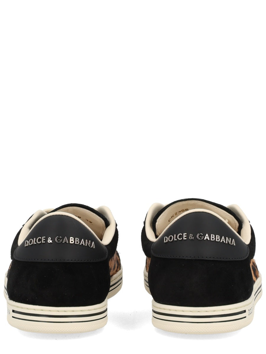DOLCE & GABBANA Stylish Animal Print Leather Sneakers for Women