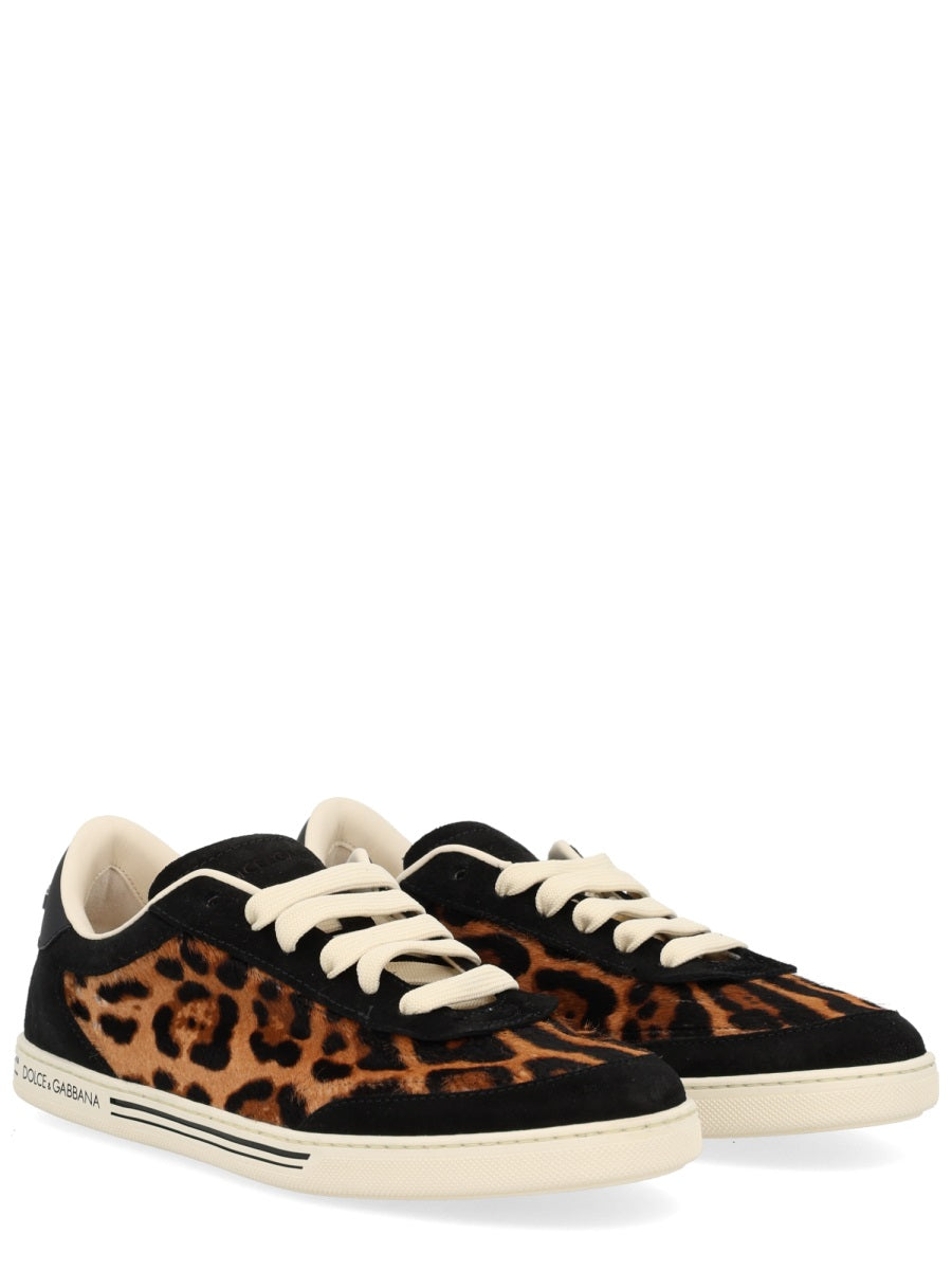 DOLCE & GABBANA Stylish Animal Print Leather Sneakers for Women