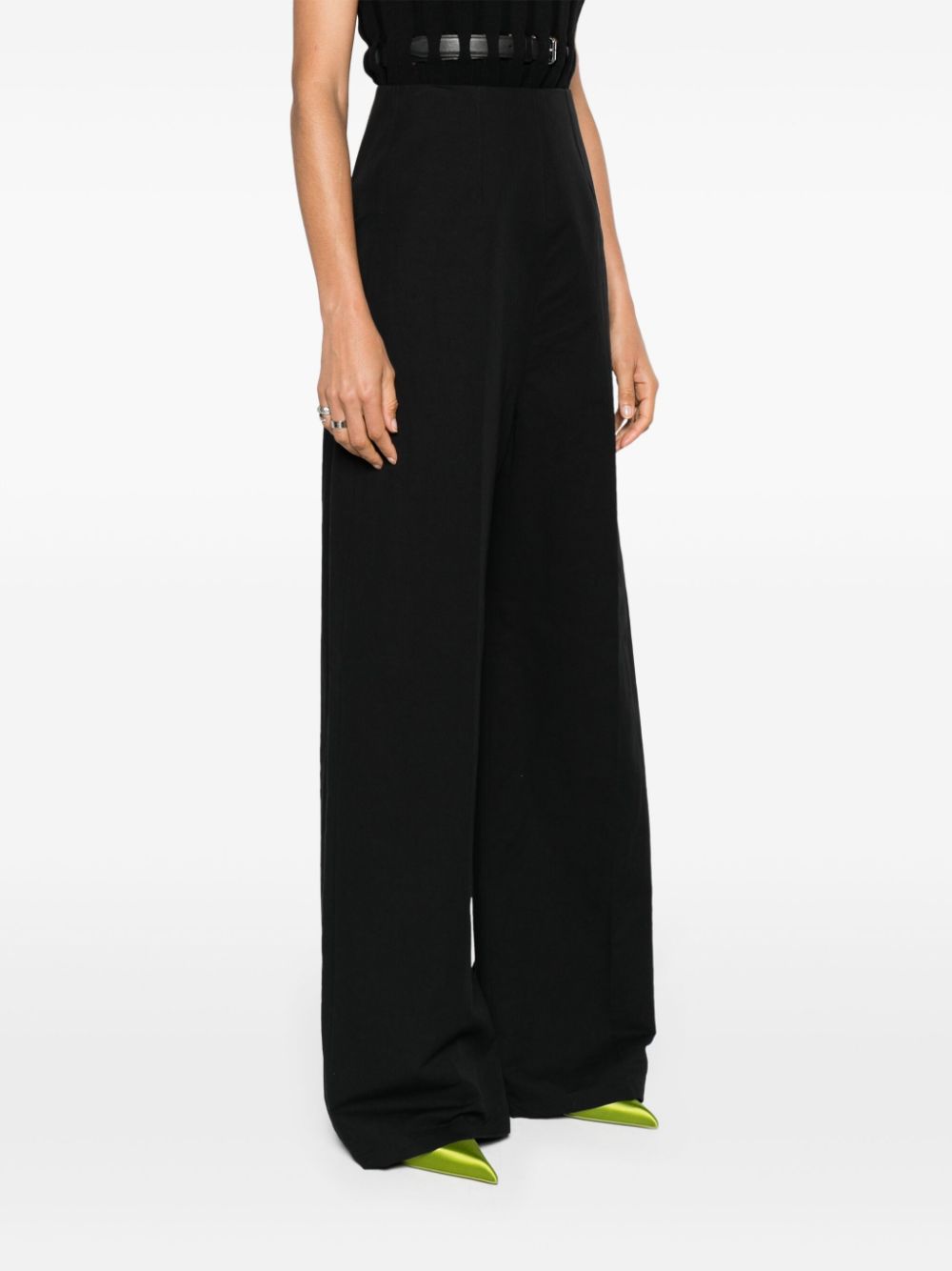 MAX MARA SPORTMAX High-Waisted Linen and Cotton Blend Wide Leg Trousers - SS24