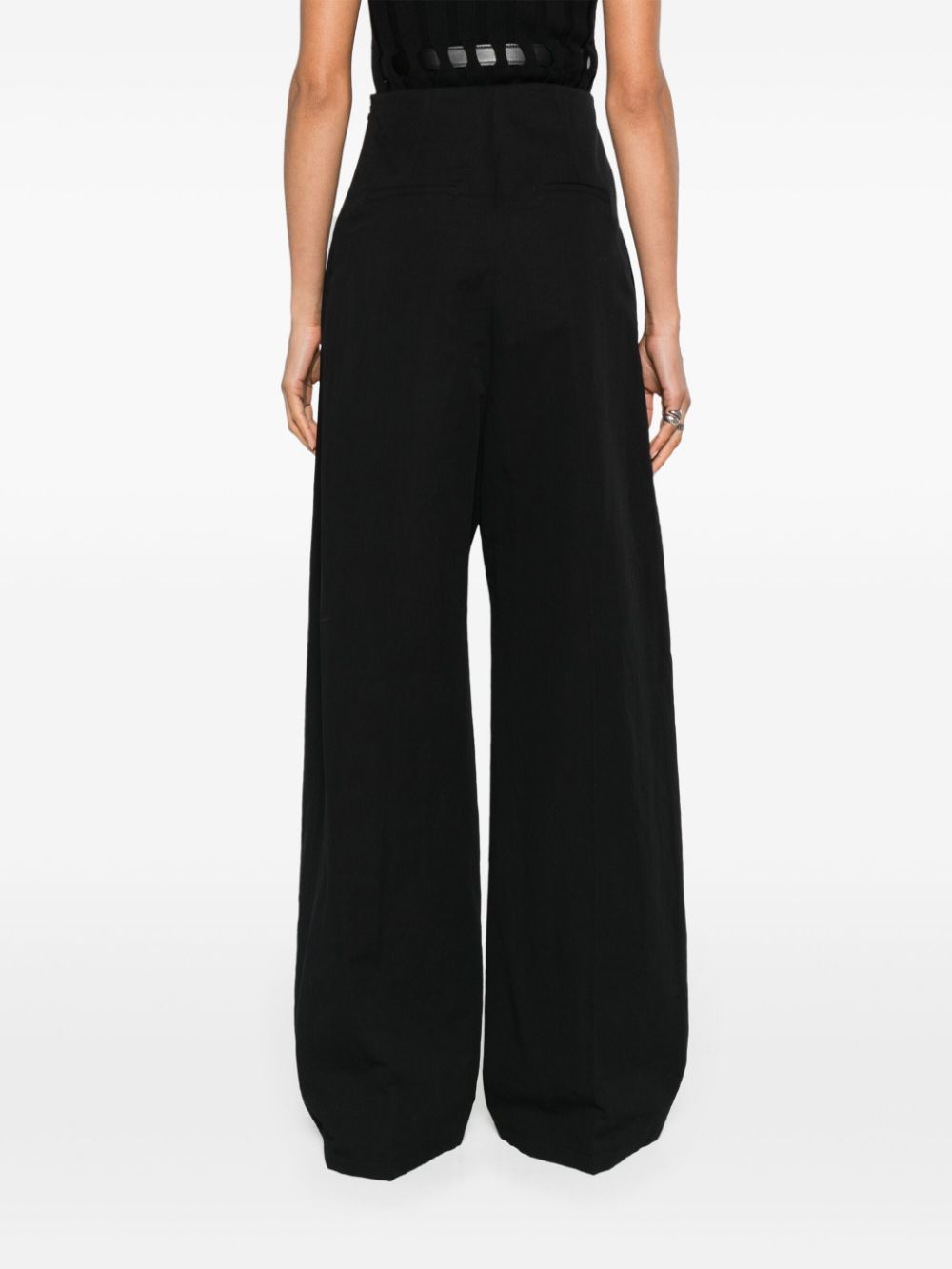 MAX MARA SPORTMAX High-Waisted Linen and Cotton Blend Wide Leg Trousers - SS24