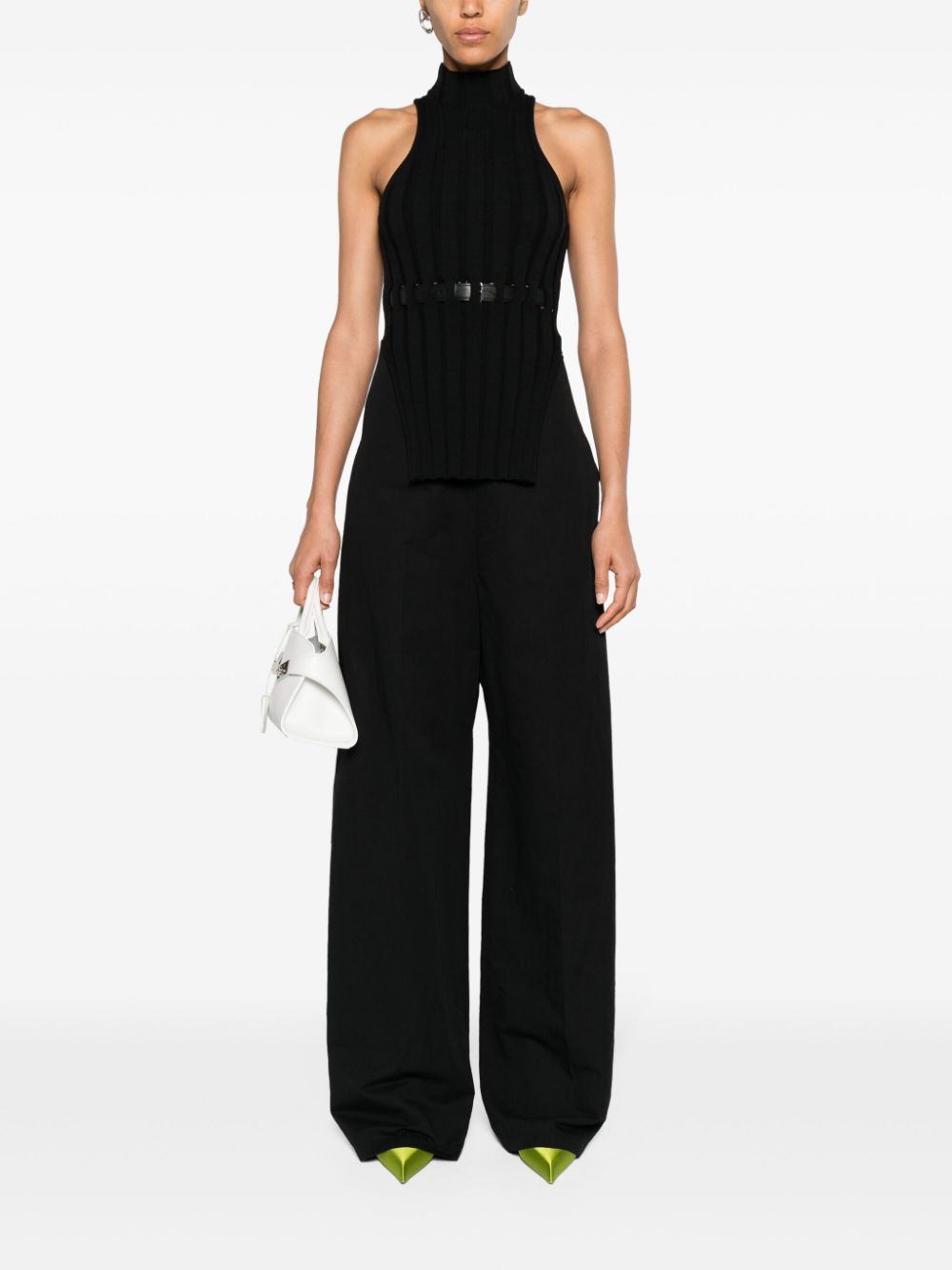 MAX MARA SPORTMAX High-Waisted Linen and Cotton Blend Wide Leg Trousers - SS24