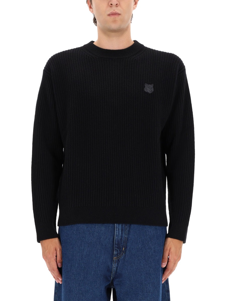 MAISON KITSUNÉ Fox Head Wool Ribbed Jumper for Men - FW25 Collection
