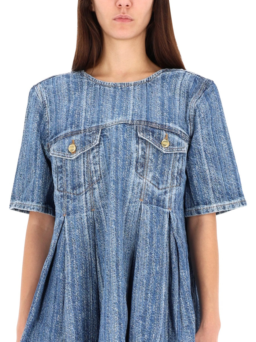GANNI Organic Cotton Denim Mini Dress (Size 36 FR)
