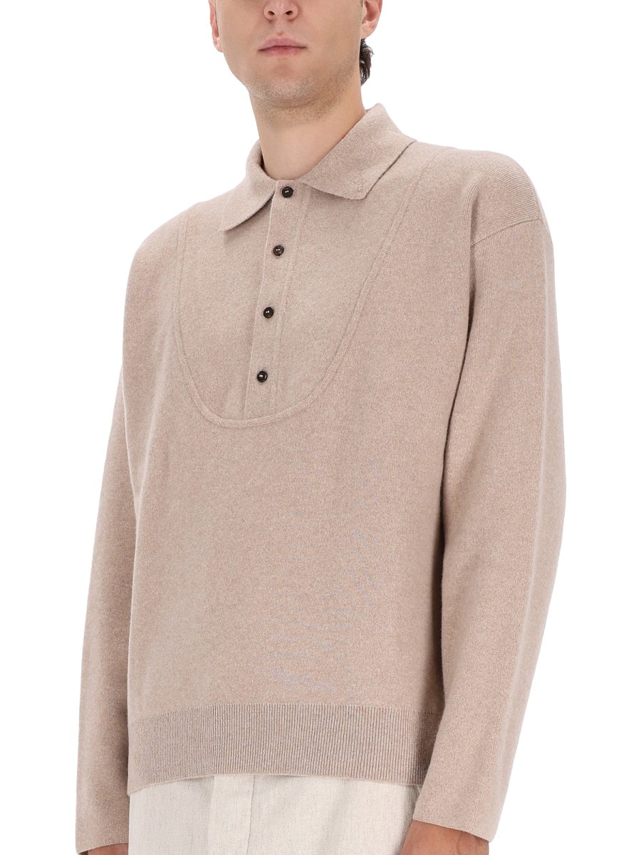 JACQUEMUS Merino Wool-Cashmere Blend Polo Shirt