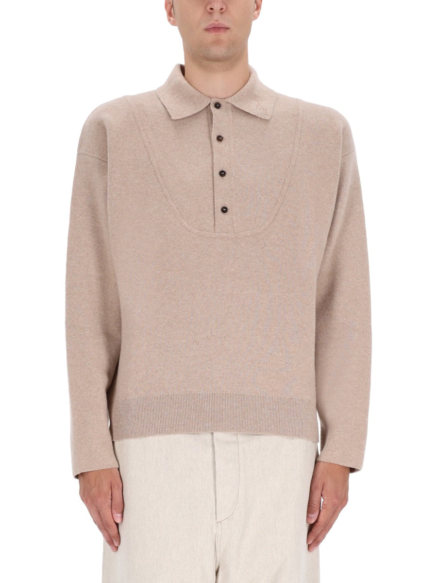 JACQUEMUS Merino Wool-Cashmere Blend Polo Shirt