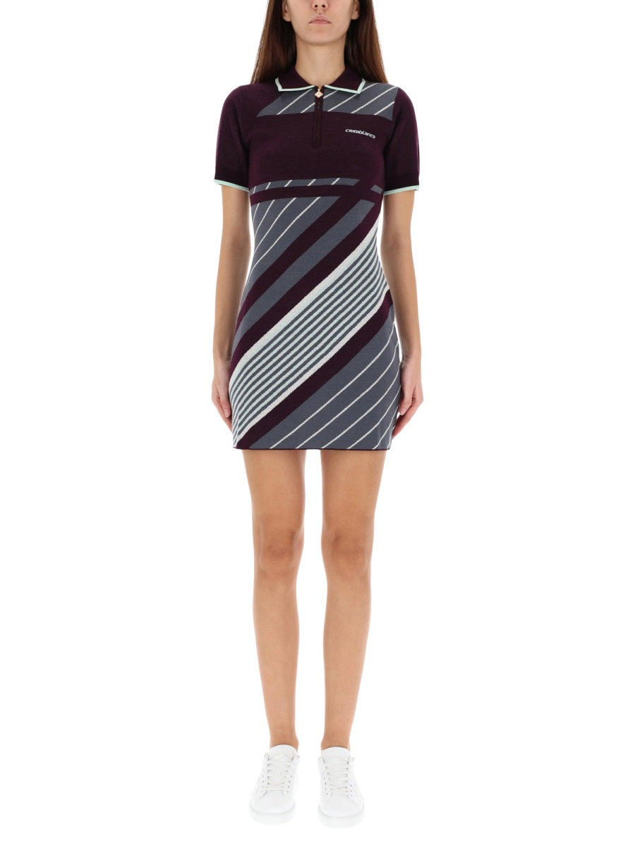 CASABLANCA Diagonal Tennis Polo Dress - Size S
