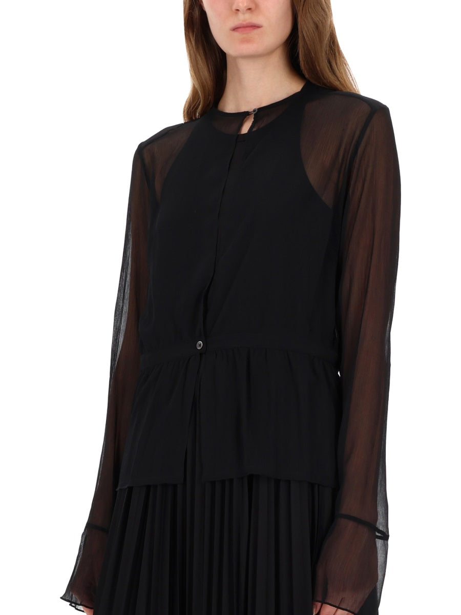 OUR LEGACY Crinkle Black Veil Top