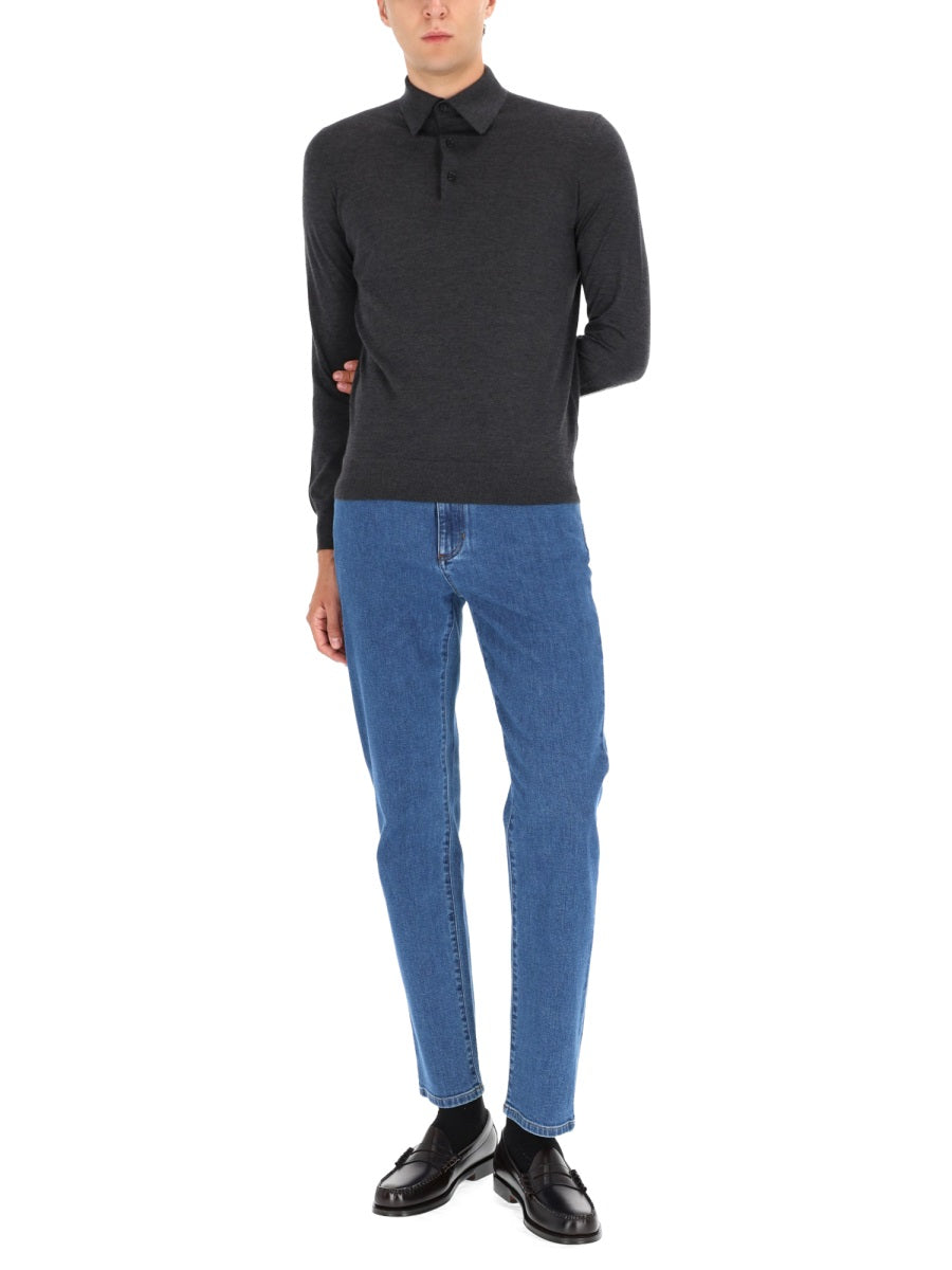 ZEGNA Silk and Cashmere Blend Polo Shirt for Men